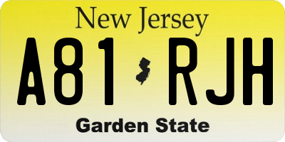 NJ license plate A81RJH