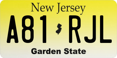 NJ license plate A81RJL
