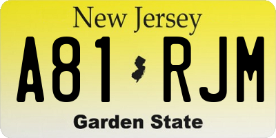 NJ license plate A81RJM