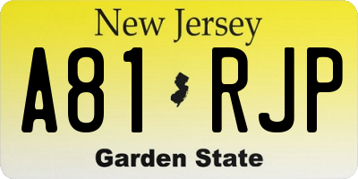 NJ license plate A81RJP