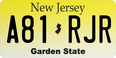 NJ license plate A81RJR