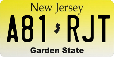 NJ license plate A81RJT
