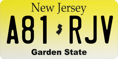 NJ license plate A81RJV