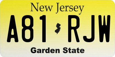NJ license plate A81RJW