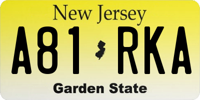 NJ license plate A81RKA