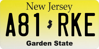 NJ license plate A81RKE