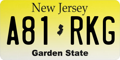 NJ license plate A81RKG