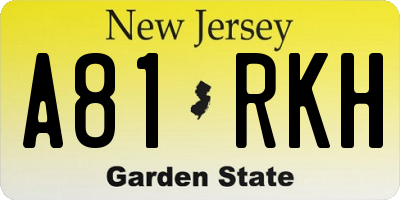 NJ license plate A81RKH