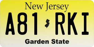 NJ license plate A81RKI