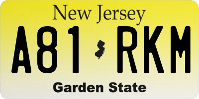 NJ license plate A81RKM