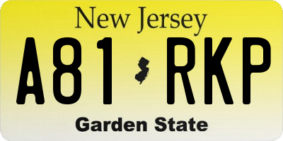 NJ license plate A81RKP