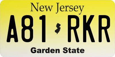 NJ license plate A81RKR