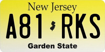 NJ license plate A81RKS
