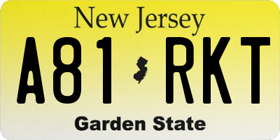 NJ license plate A81RKT