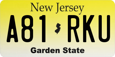 NJ license plate A81RKU