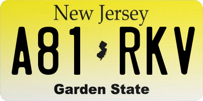 NJ license plate A81RKV