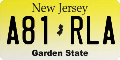 NJ license plate A81RLA