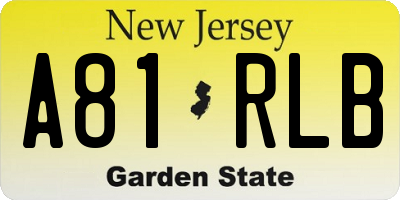 NJ license plate A81RLB