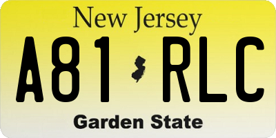 NJ license plate A81RLC