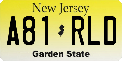 NJ license plate A81RLD