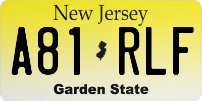 NJ license plate A81RLF
