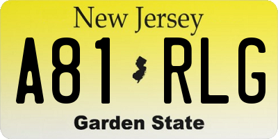 NJ license plate A81RLG