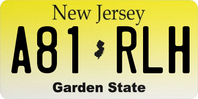 NJ license plate A81RLH