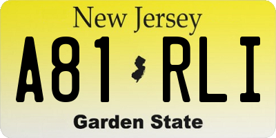 NJ license plate A81RLI