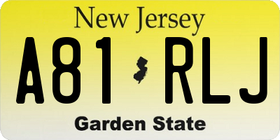 NJ license plate A81RLJ