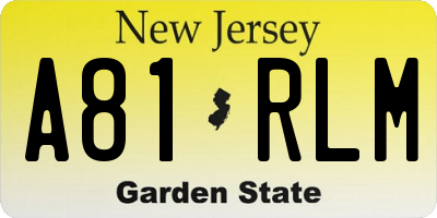 NJ license plate A81RLM