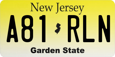 NJ license plate A81RLN