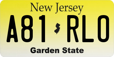 NJ license plate A81RLO