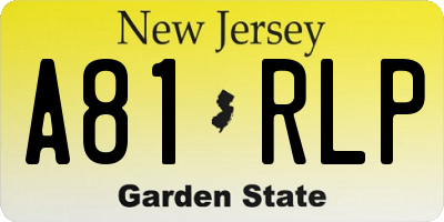 NJ license plate A81RLP