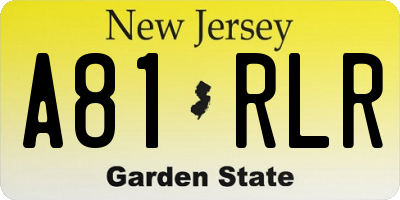 NJ license plate A81RLR