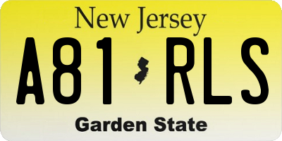 NJ license plate A81RLS