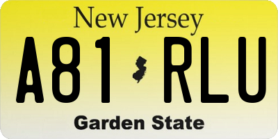 NJ license plate A81RLU