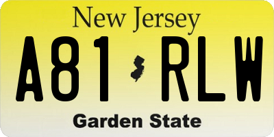 NJ license plate A81RLW