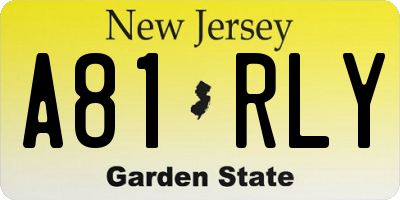 NJ license plate A81RLY
