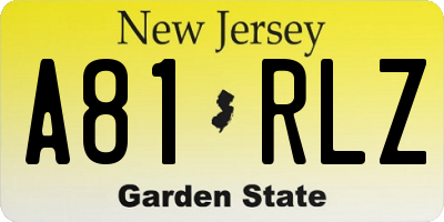 NJ license plate A81RLZ