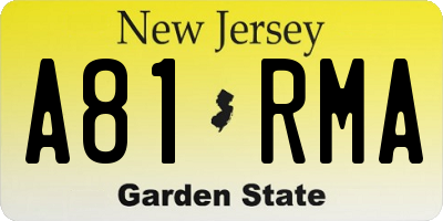 NJ license plate A81RMA