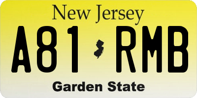 NJ license plate A81RMB
