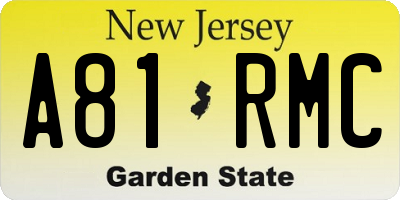 NJ license plate A81RMC