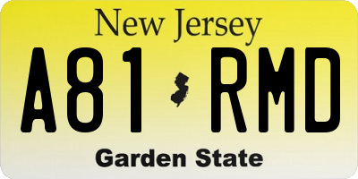 NJ license plate A81RMD