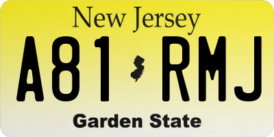 NJ license plate A81RMJ