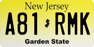 NJ license plate A81RMK
