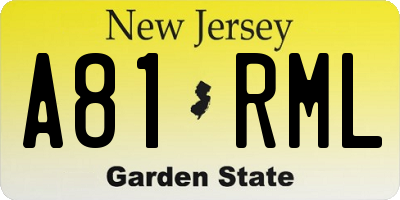 NJ license plate A81RML