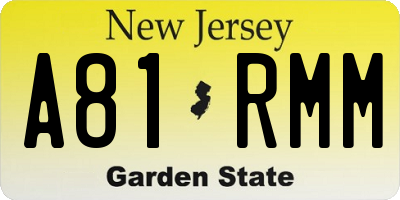 NJ license plate A81RMM