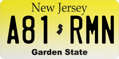 NJ license plate A81RMN