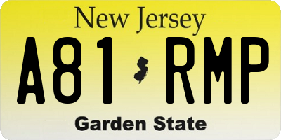 NJ license plate A81RMP