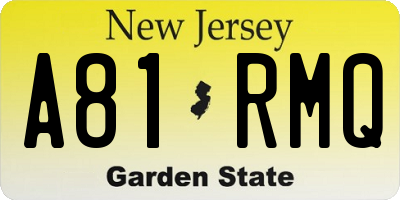 NJ license plate A81RMQ